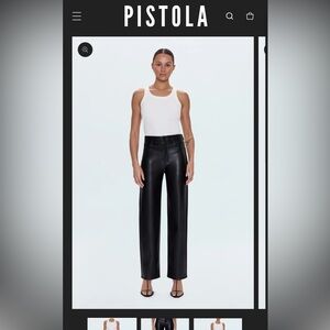 Pistola Black Strechy Faux Leather Straight-Leg Pants
